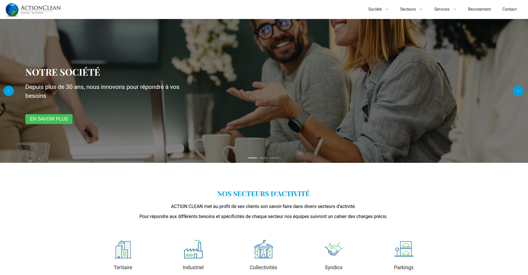 Aperçu du projet ActionClean — Nettoyage professionnel