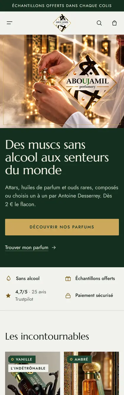 La maquette de Abou Jamil Perfumery, sur téléphone.